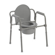 Drive Medical Steel Folding Deep Seat Bedside Commode, Gray 11148-1